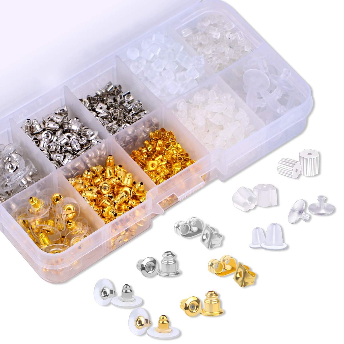 1040 Earring Backs 10 Styles Rubber Metal Plastic Clear Replacement Stoppers