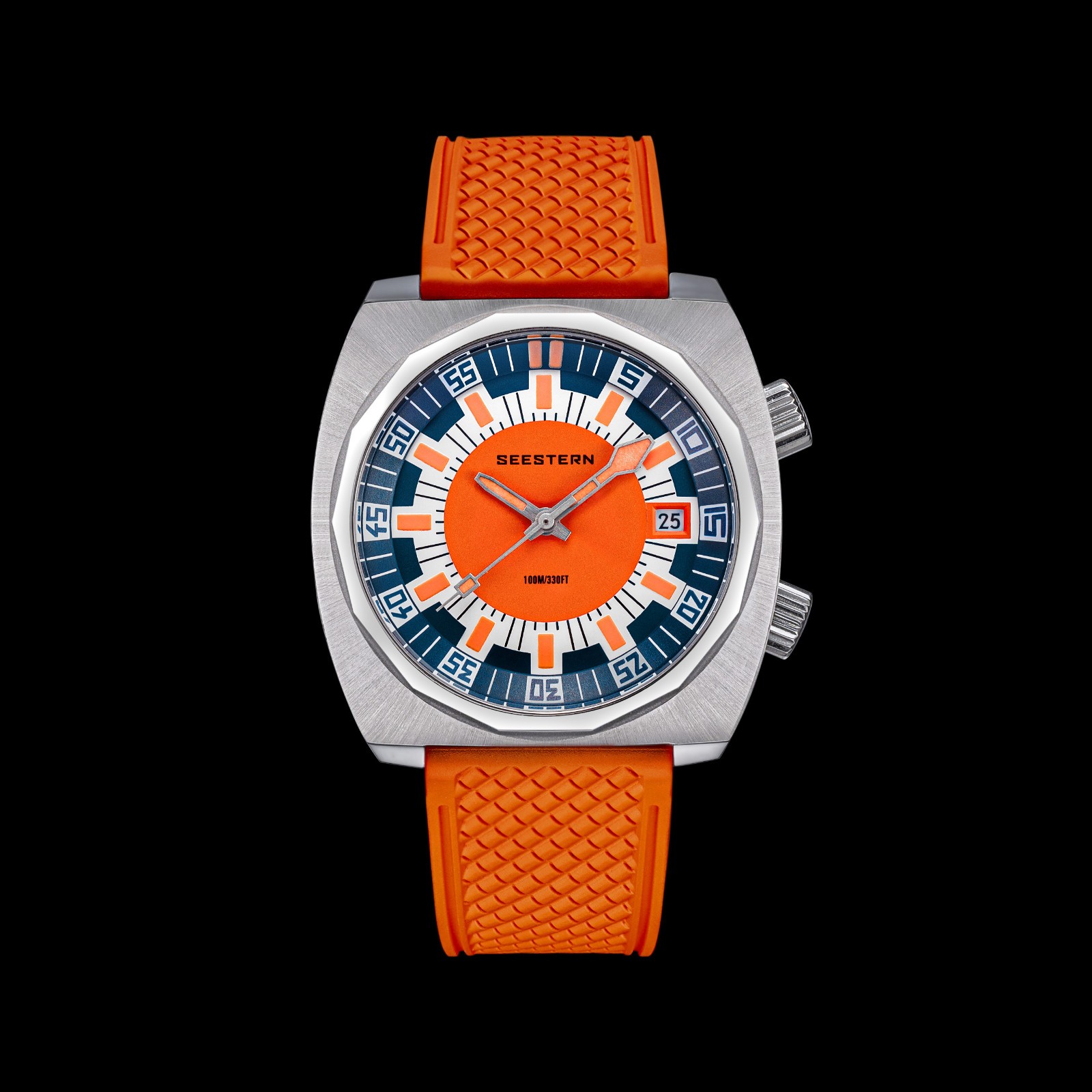 Seestern S471.01.O 38MM LUME Internal Bezel 100m DIVER’S Mens Sport Watch ORANGE