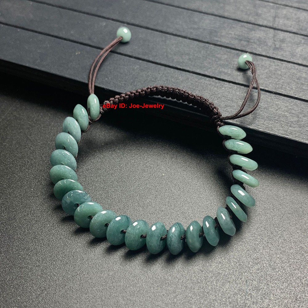 Natural Jadeite Bracelet Grade A Jade 8mm Safety Bead Adjustable Coffee Bracelet