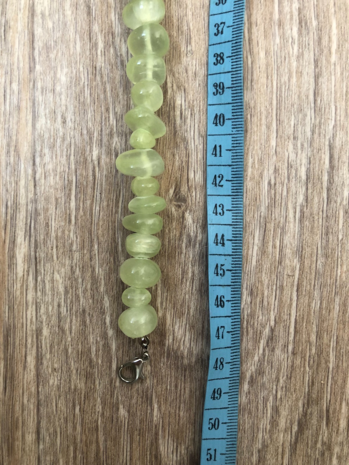 Natural Prehnite Necklace – Polished Beads – 49 cm / 114 g – Green Gemstone