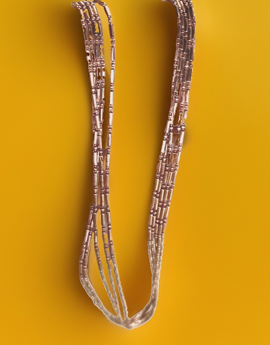 Multi-Strand Copper Ball & Bar Chain Necklace 17-1/2″ Long