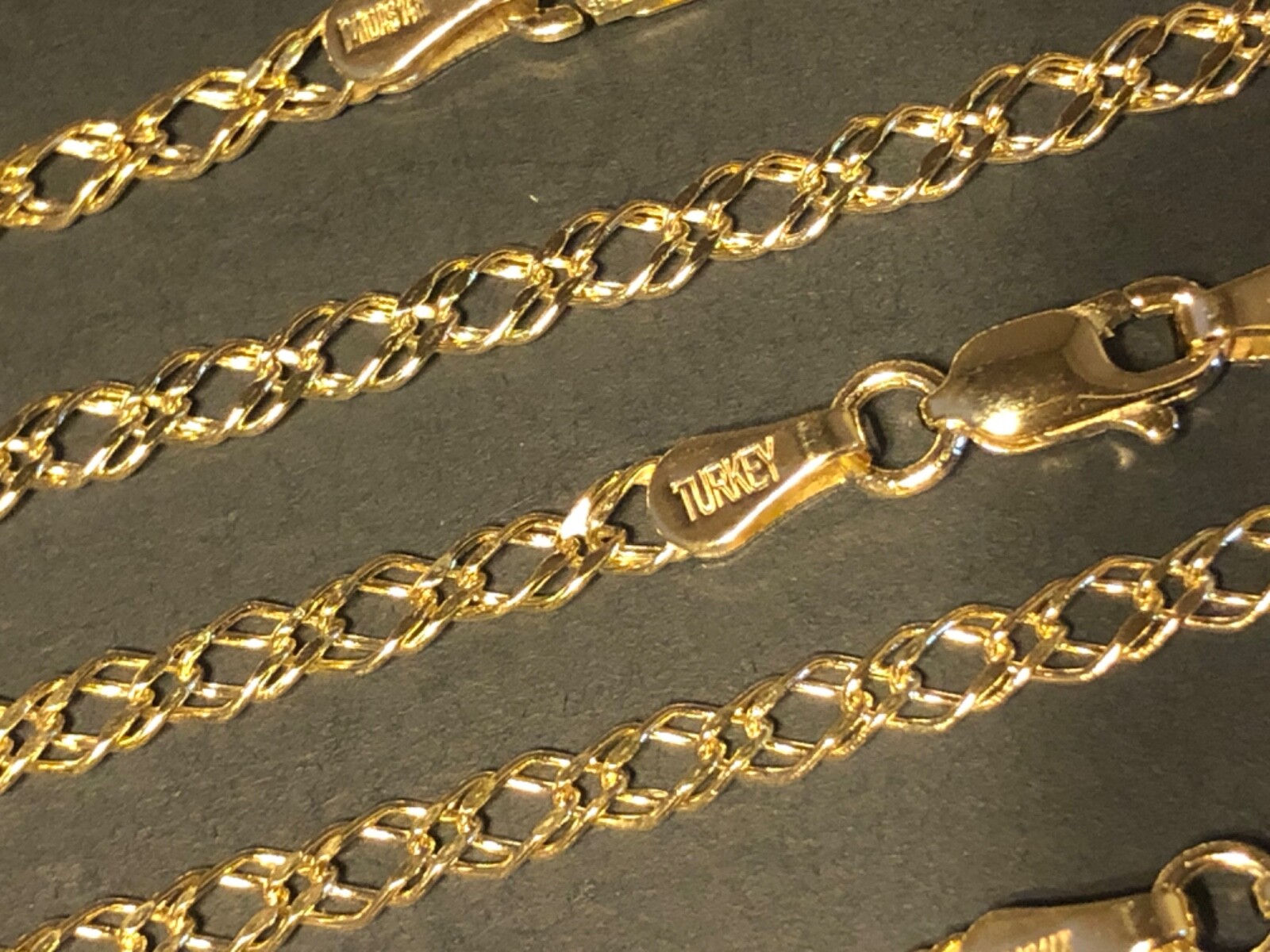 14 k Solid Yellow Gold 2.7 mm Rombo Chain Necklace 16″,18″,20″,22″,24″.