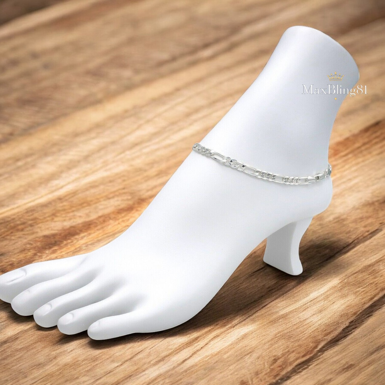 925 STERLING SILVER PLATED FIGARO LINK CHAIN 5mm 10″ FASHION ANKLET BRACELET