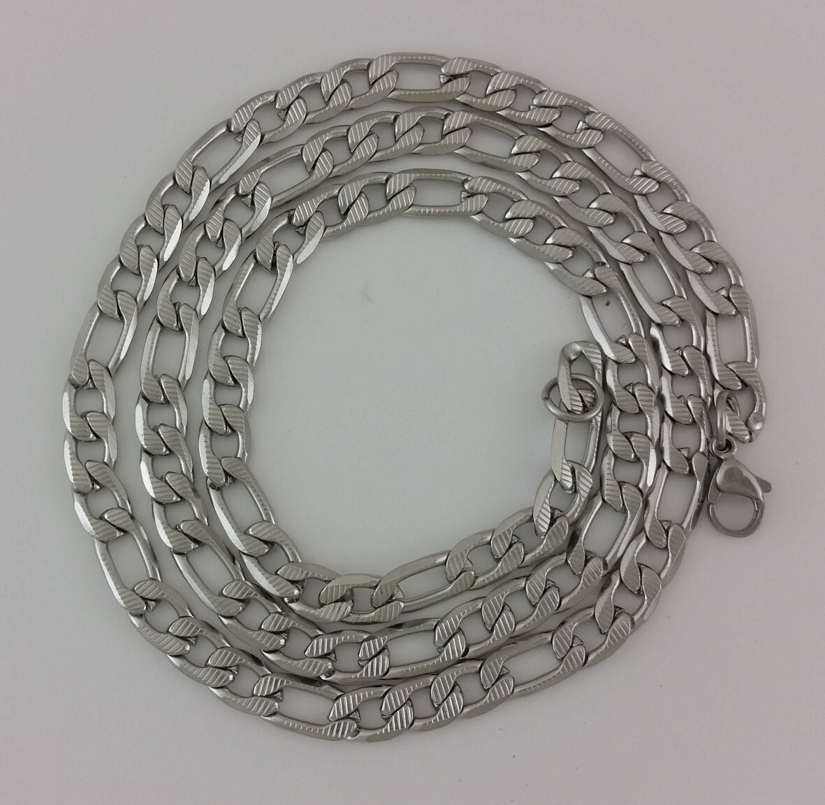 Stainless Steel Diamond Cut Figaro Link Chain Choker Necklace Anklet Bracelet