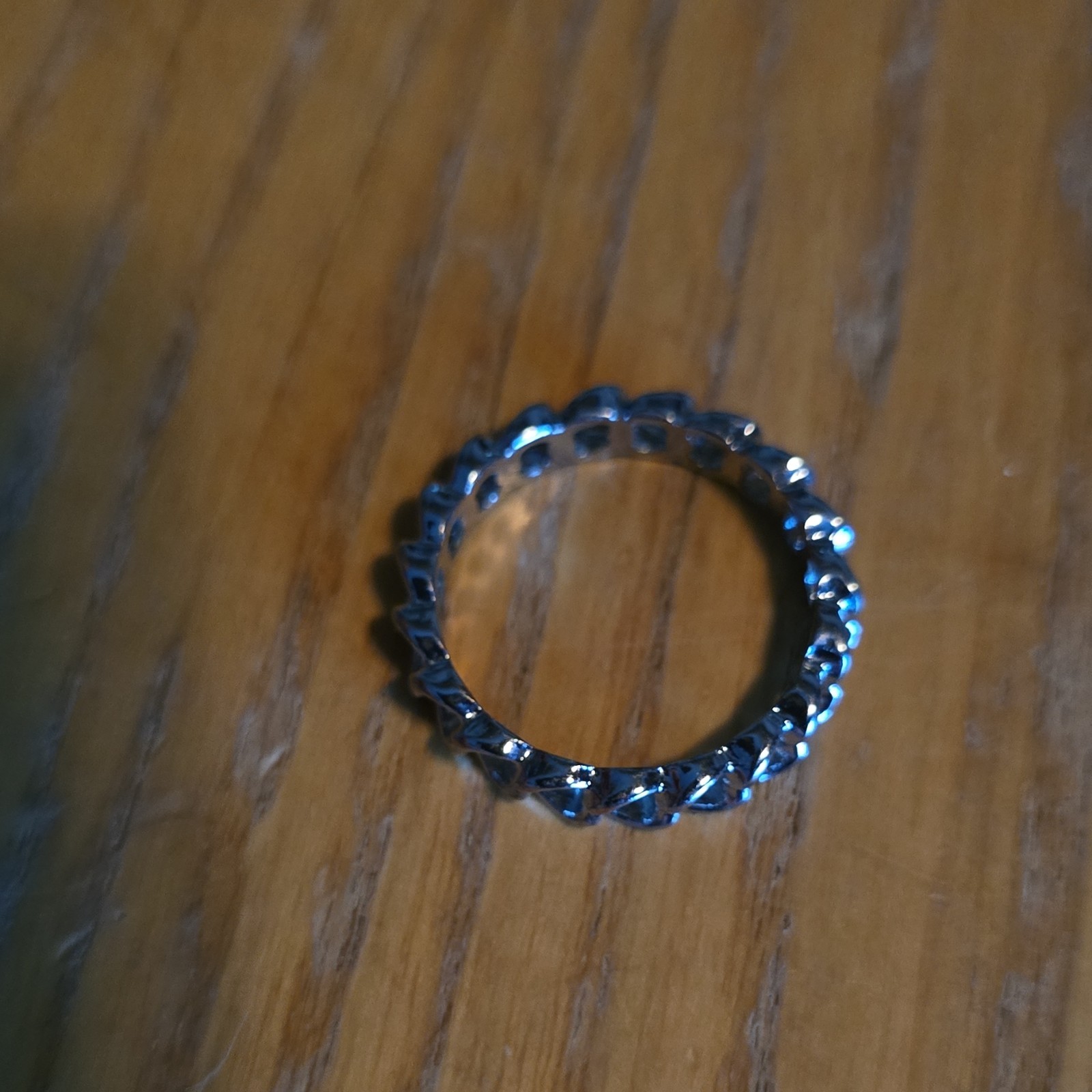 Silver Tone Openwork Chain Link Metal Band Ring Size 9.25 No Stone