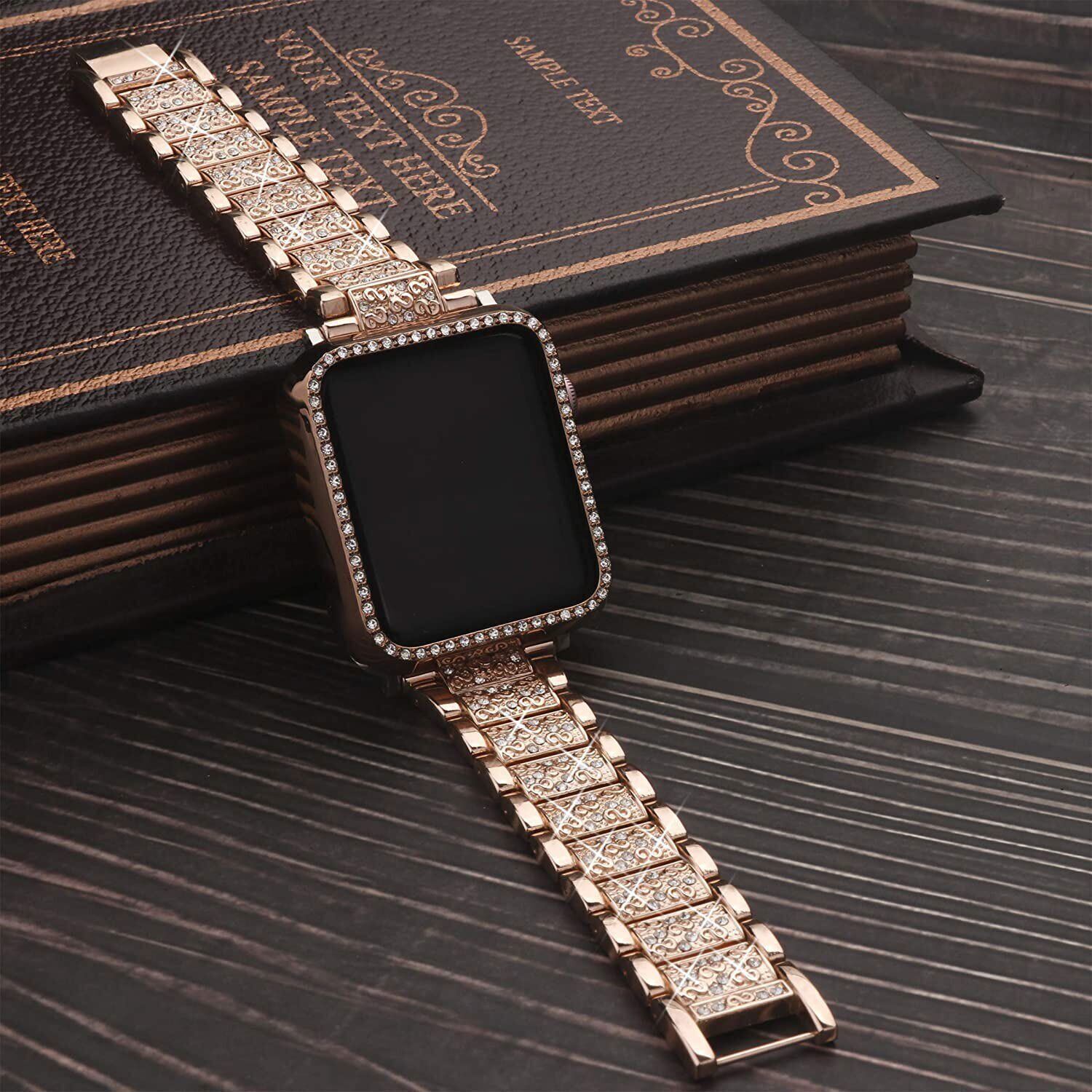 Bling iWatch Band Strap Diamond Case For Apple Watch Series 9 8 7 6 5 4 3 2 49mm