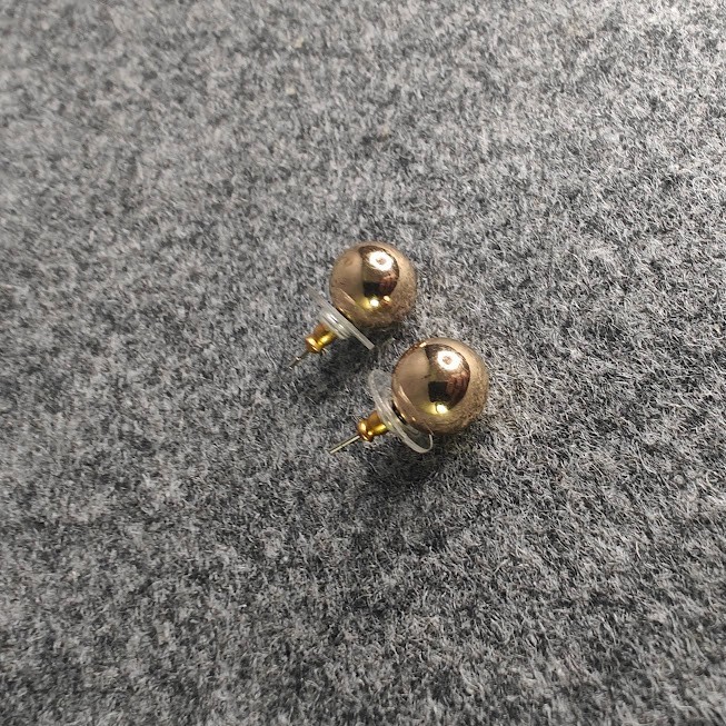 Gold Ball Stud Earrings Women’s Small Shiny Spherical Metal
