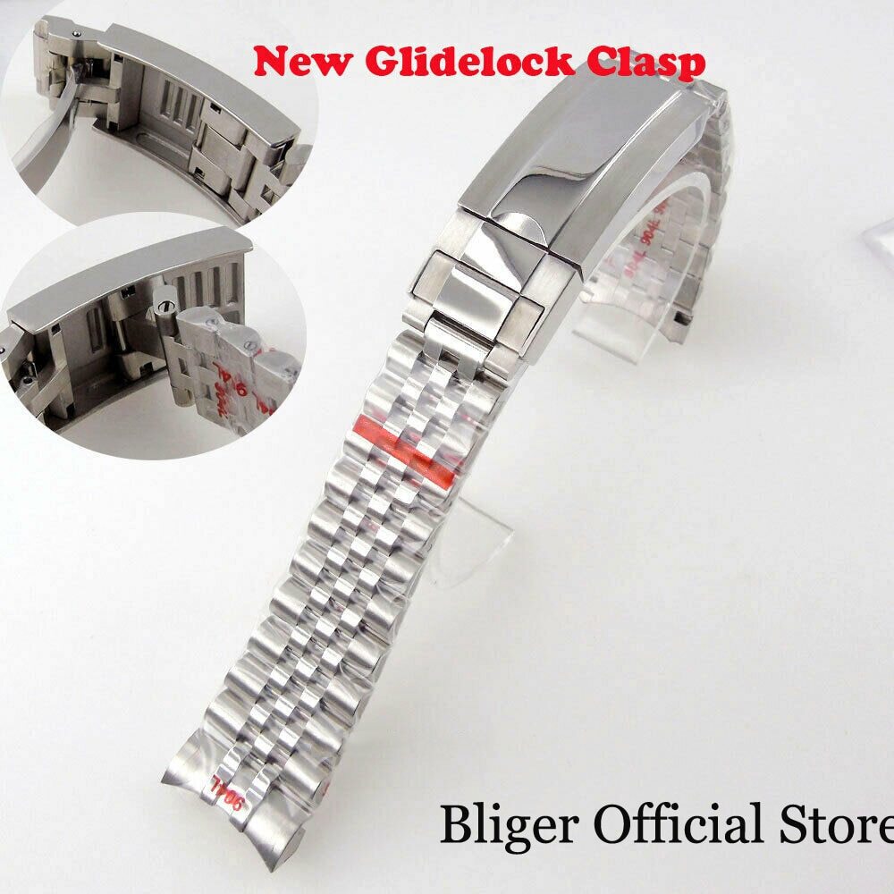 20MM Width Black Gold Brushed/Polished Oyster Strap Bracelet Slide Lock Clasp