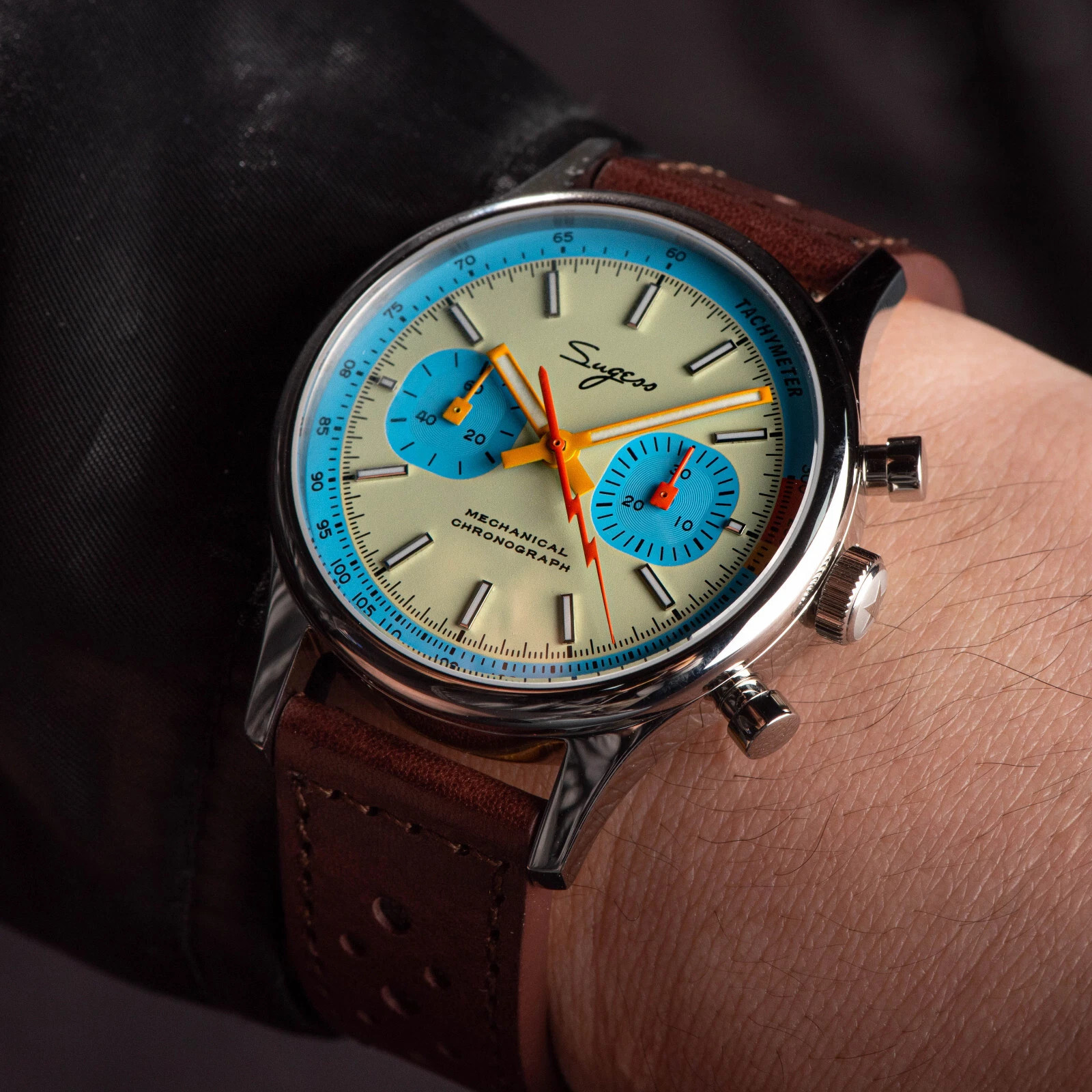 1963 Seagull Sugess Panda 40mm Light Blue V2 Racing Chronograph Sapphire ST1901
