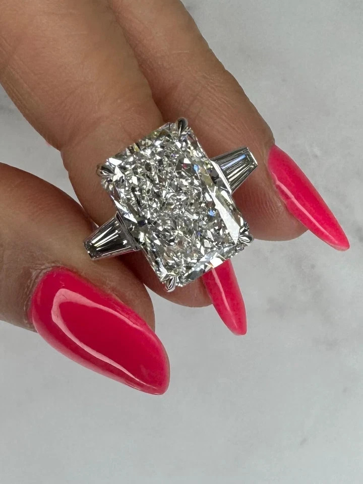 12 Ct Radiant Cut Lab Grown Diamond Ring 14k White Gold IGI Certified VS E F