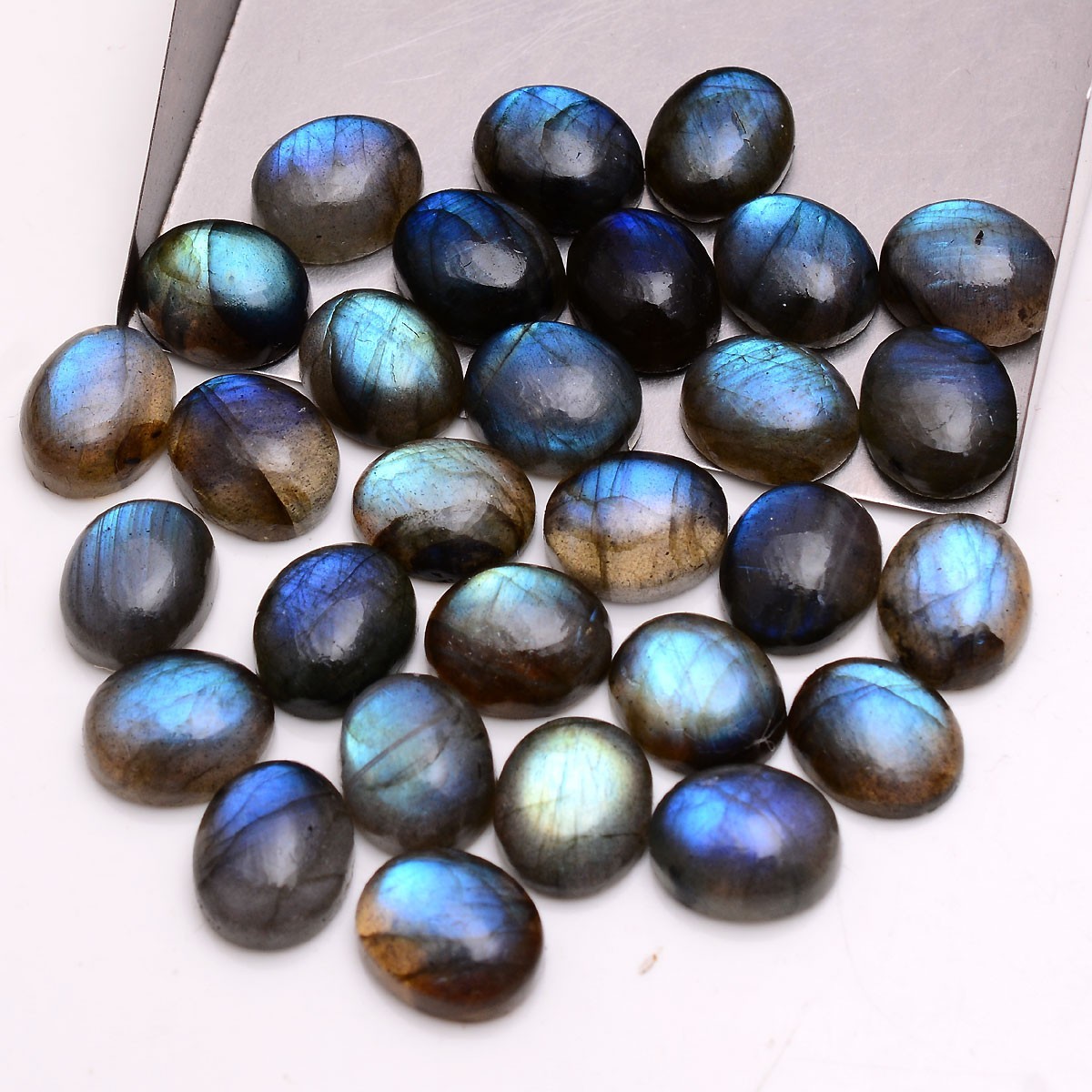 29 Pcs Natural Labradorite Blue Shine 11mmx9mm Oval Cabochon Loose Gemstones Lot