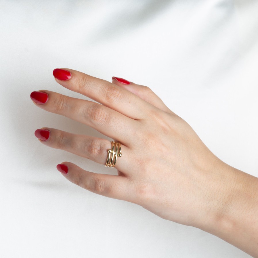 Gold Multi Row Beaded Band Ring (Available in Yellow/Rose/White Gold)