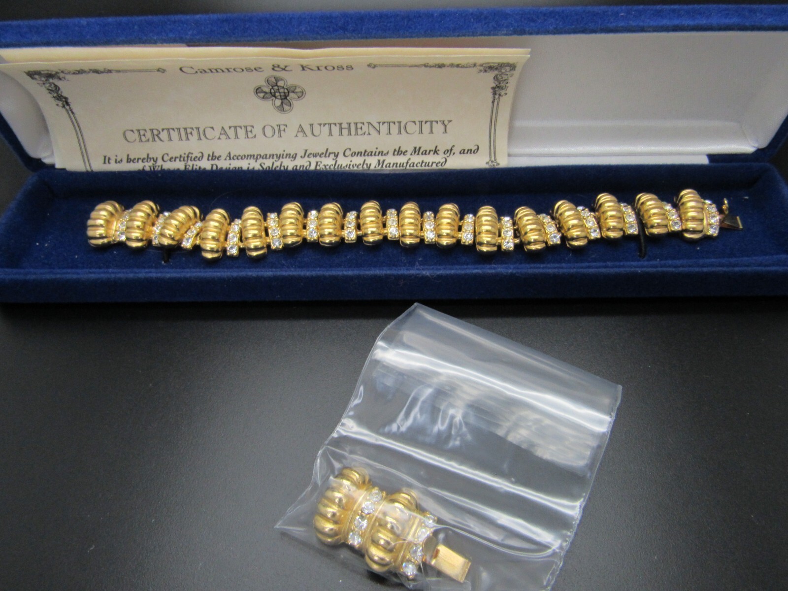 CAMROSE & KROSS JACQUELINE KENNEDY JBK 24K GP CRYSTAL BRACELET NIB