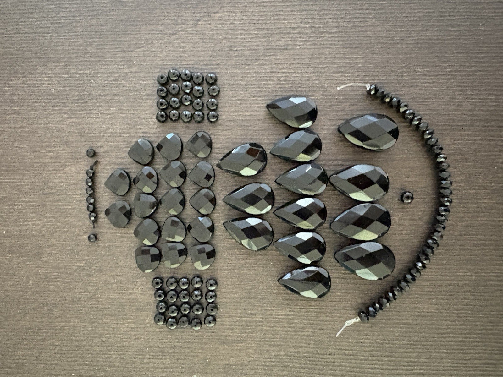 LOT of Mixed Black Onyx Stones Beads Drops Roundelle Faceted Read Info NOT Shiny