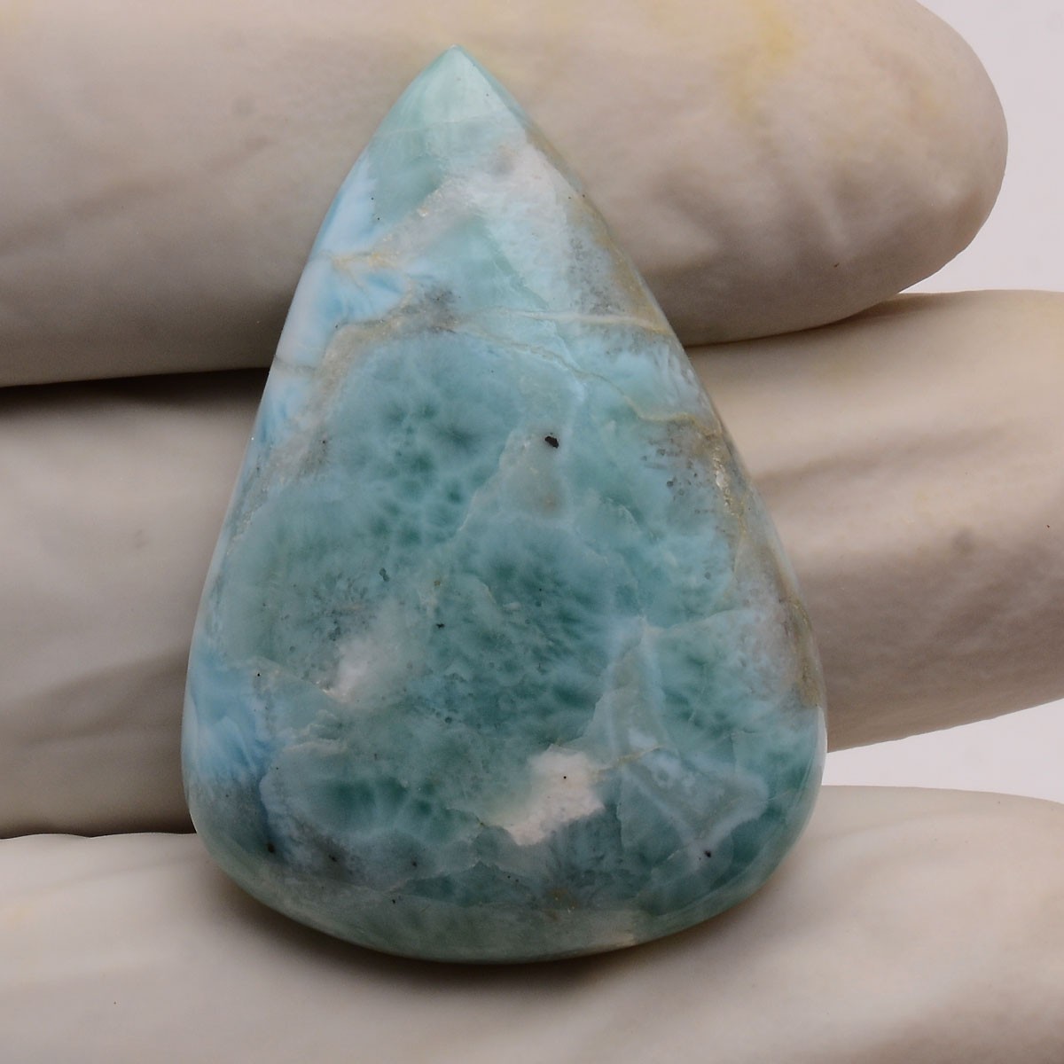 50.00 Cts Natural Larimar Huge Pear Cabochon Untreated 36mmx25mm Loose Gemstone