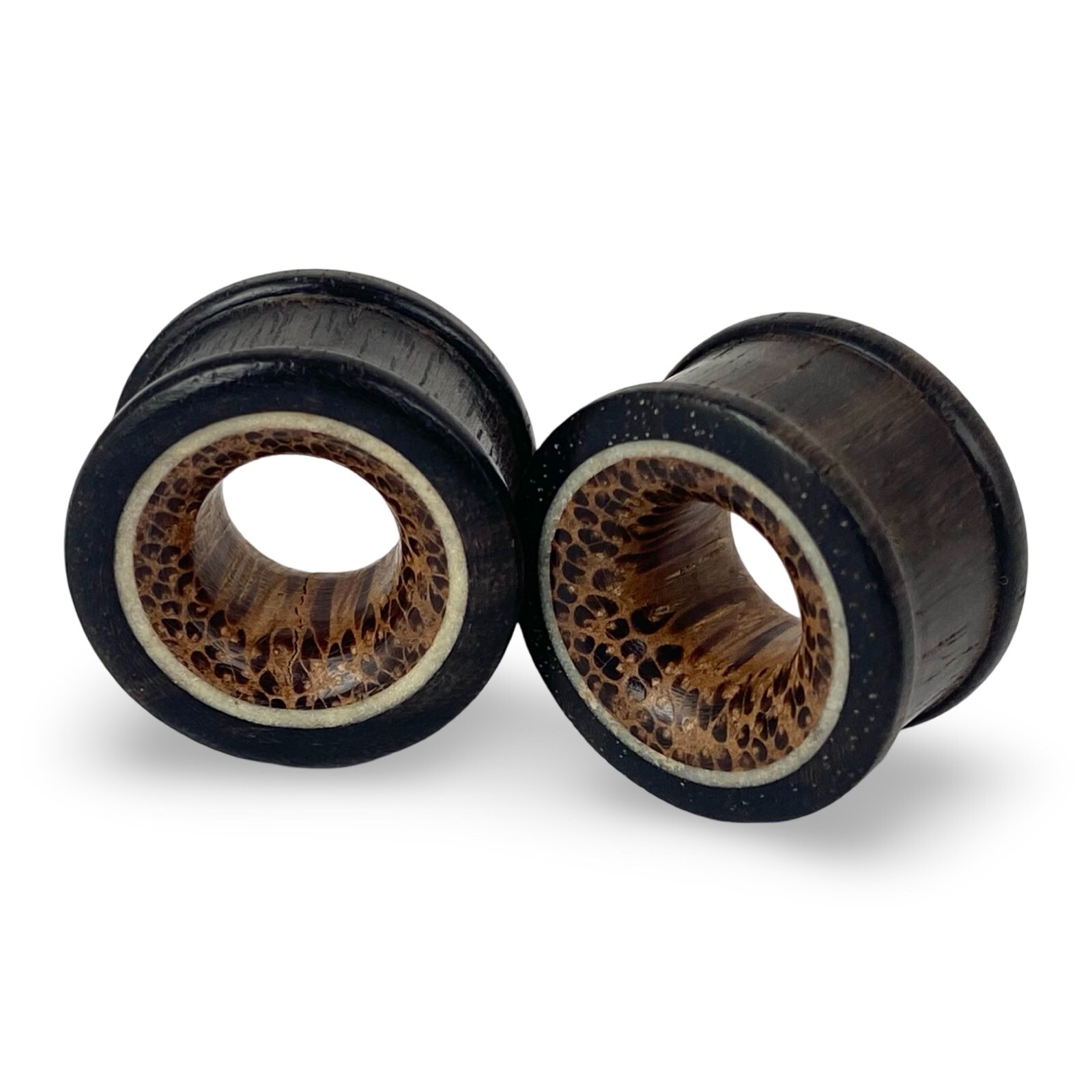 Sono Wood Tunnels with Coconut Wood Inlay gauges set pair PICK SIZE organic