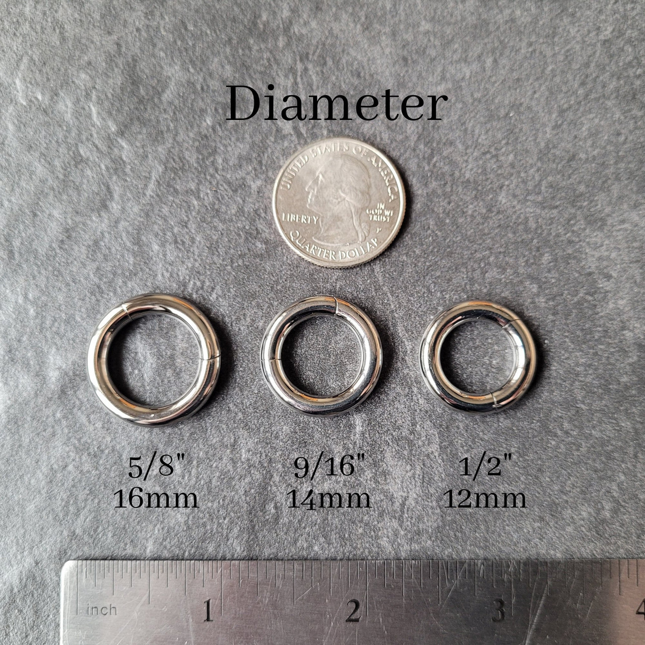 Silver Black Septum Clicker Rings Set Steel Big Gauges Stretched Nose Jewelry
