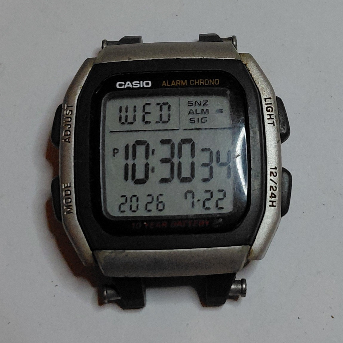 Casio W-96H Quartz Digital Wristwatch Case/Module Alarm Chrono Silver/Black