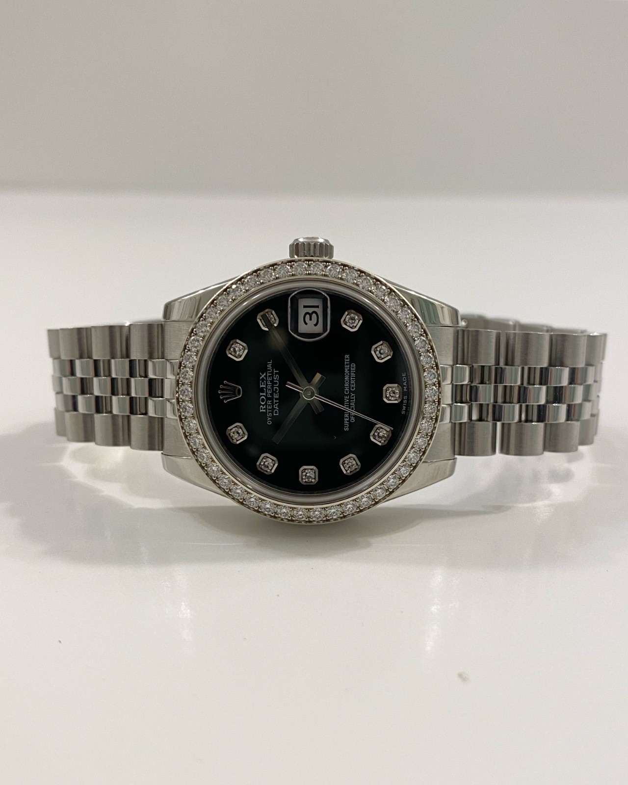 2011 Rolex 178384 Datejust 31mm Mid-Size Factory Diamond Bezel & Dial on Jubilee