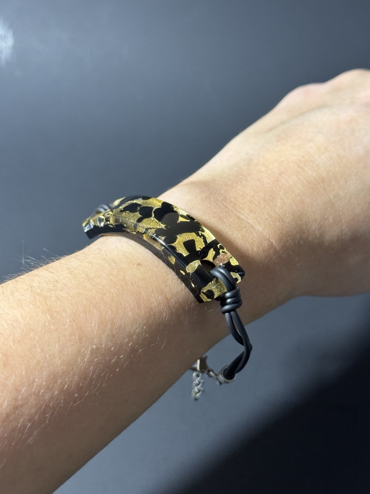 Vintage Murano Glass Rubber Cord Bracelet