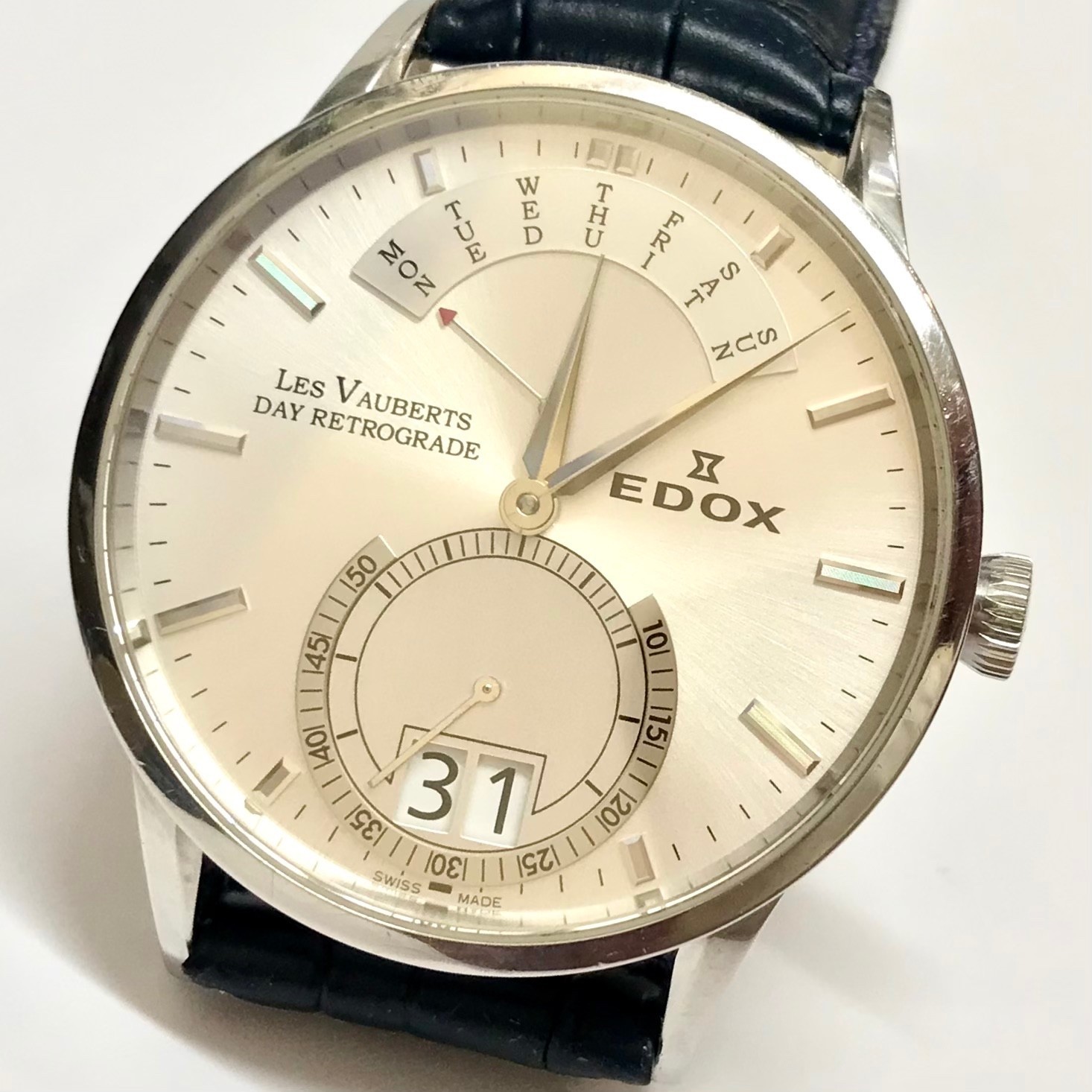 Edox Les Vauberts Day Retrograde set box ref. 34001 WR50 Watch