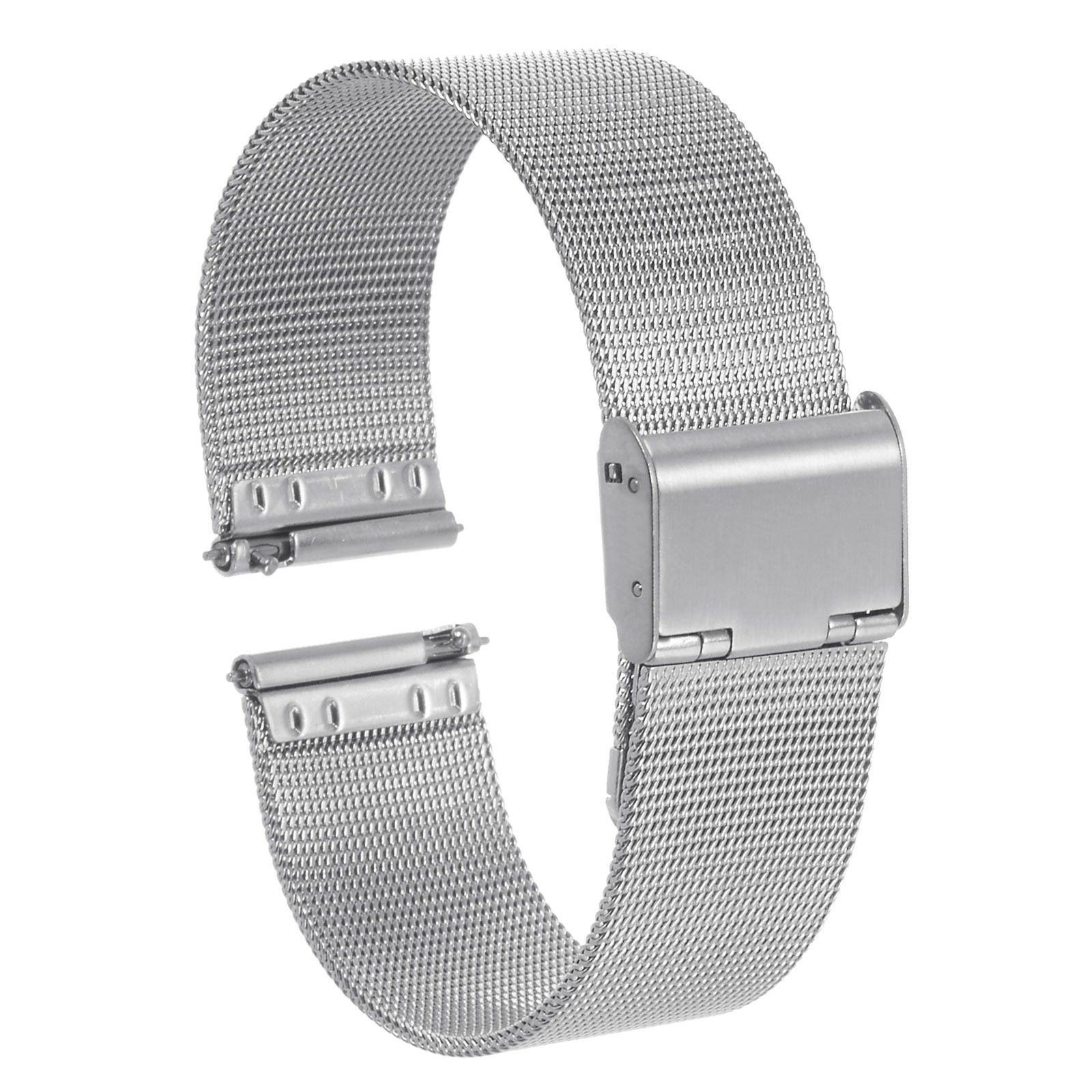 Stainless Steel Mesh Watch Band 20mm Adjustable Strap Silver