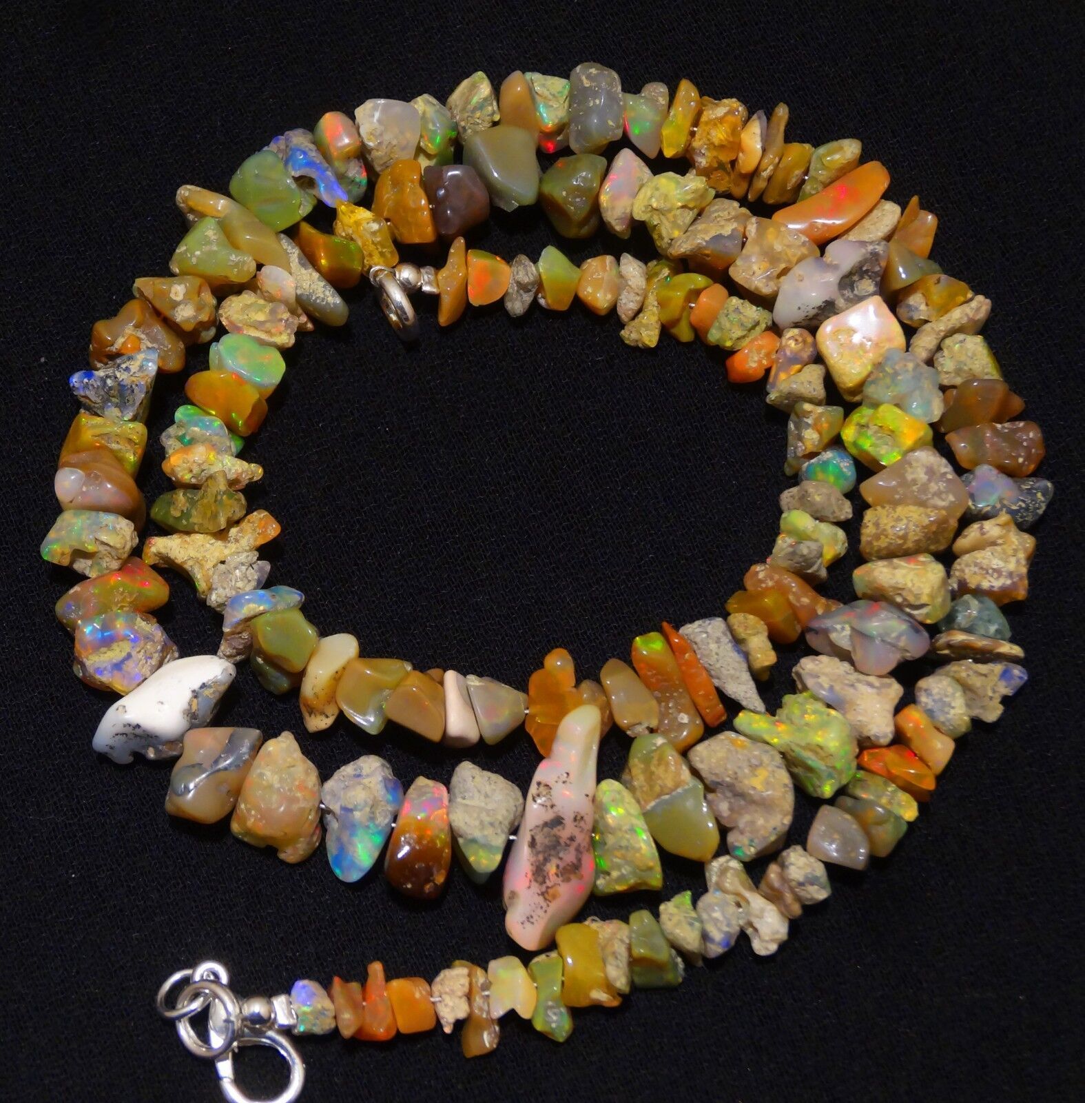 Natural Gem Ethiopian Welo Opal 4 to 10MM Approx. Uncut Beads Necklace 18″