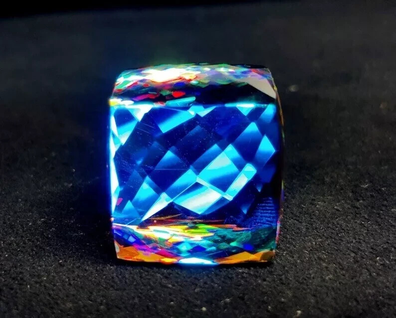 49 CT Natural Rainbow Color Cube Cut Mystic Topaz Certified A++ Gemstone