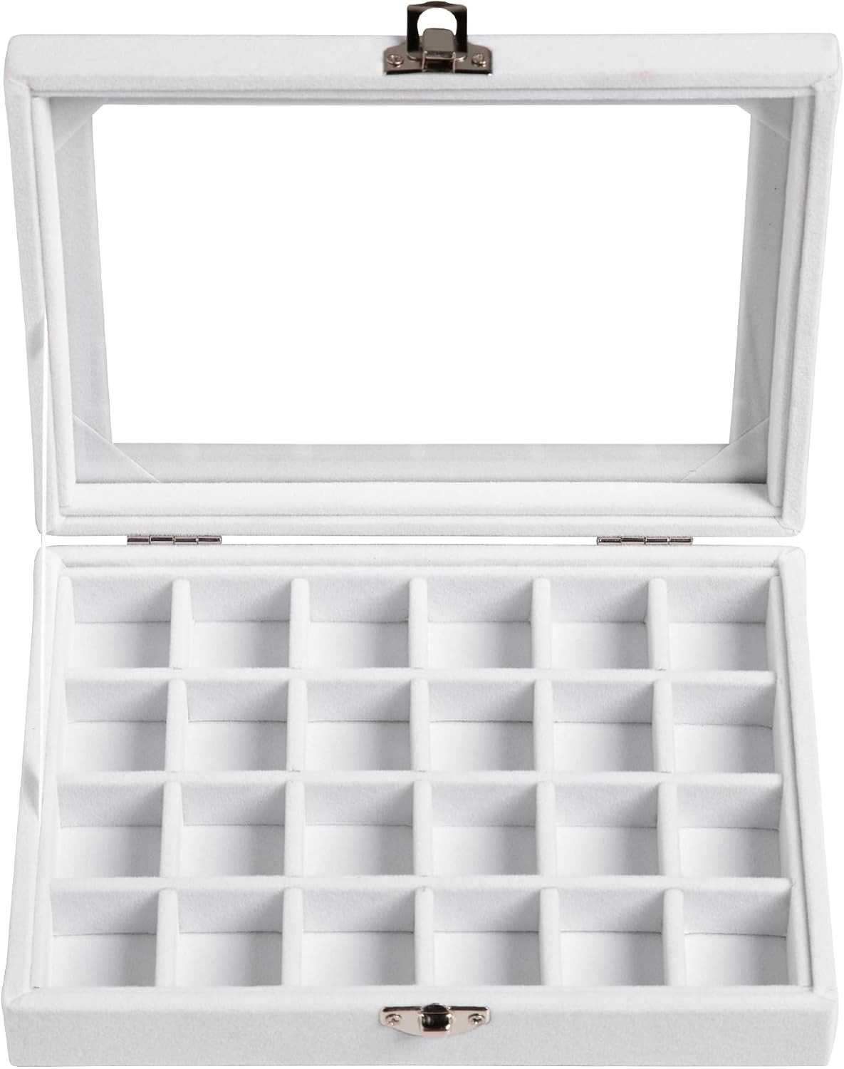24 Grid Earring Organizer,Small Velvet Jewelry Tray with Lid | Portable Jewelry