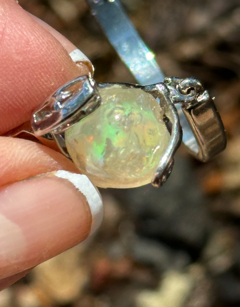 Vintage HUGE Seven Carat Opal Cuff Bracelet