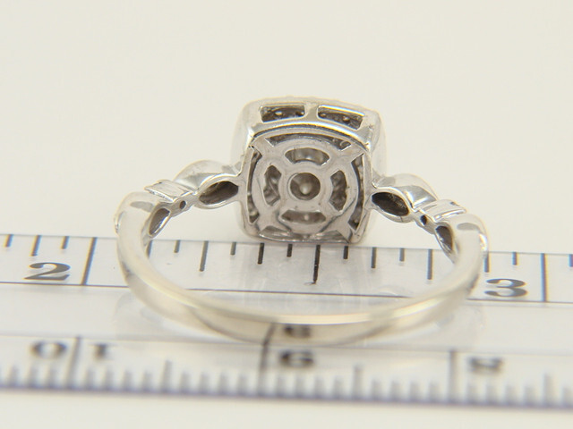 10K White Gold Natural Diamond Halo Engagement or Right Hand Ring Size 6.75