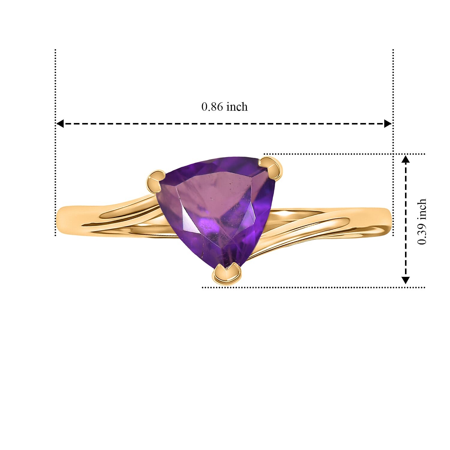 Amethyst 1.00 ctw Ring in 18K Yellow Gold Over Sterling Silver Size 9.0