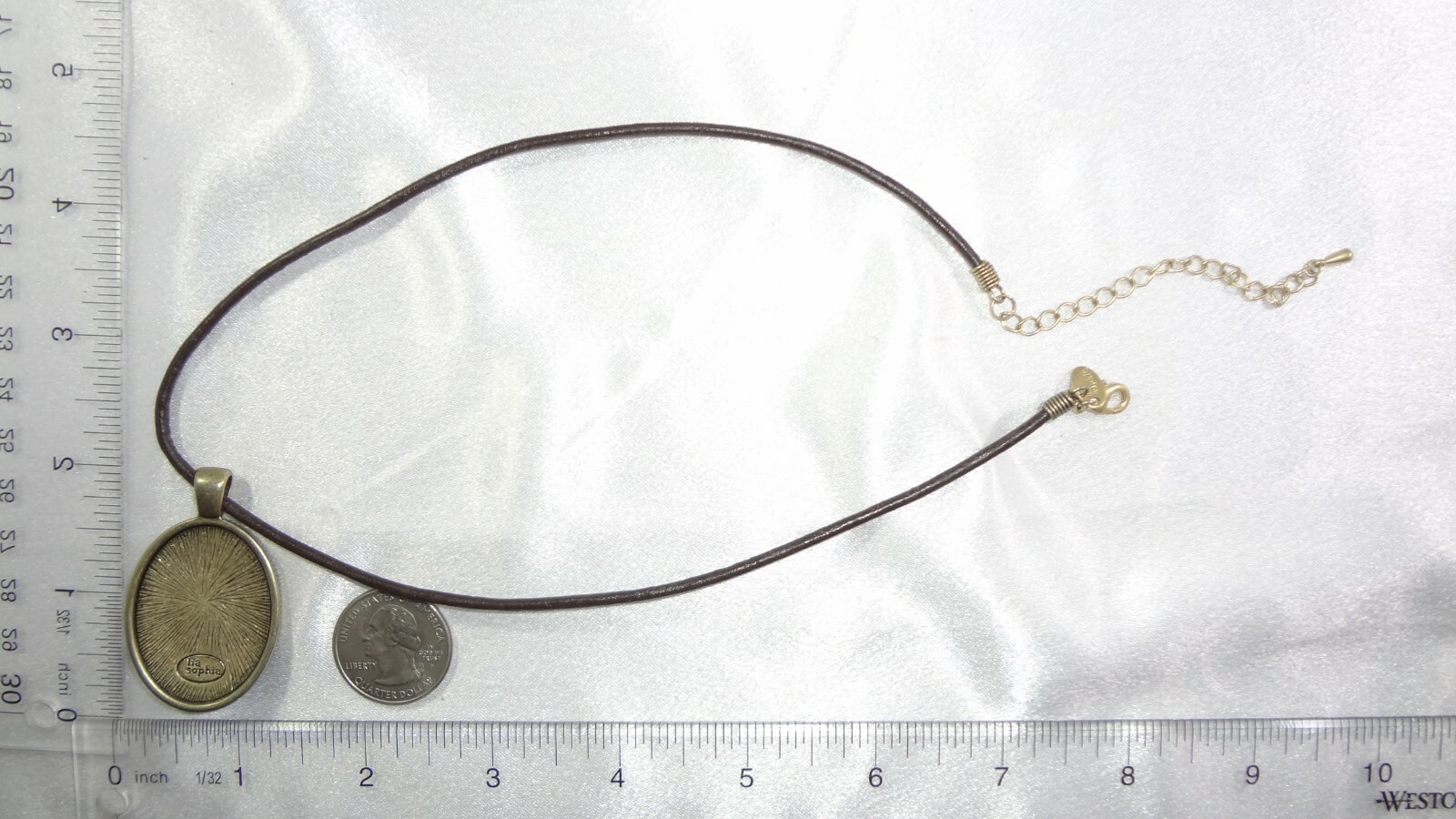 LIA SOPHIA “REALM” Translucent Enamel Oval Cabochon Center Pendant Necklace!