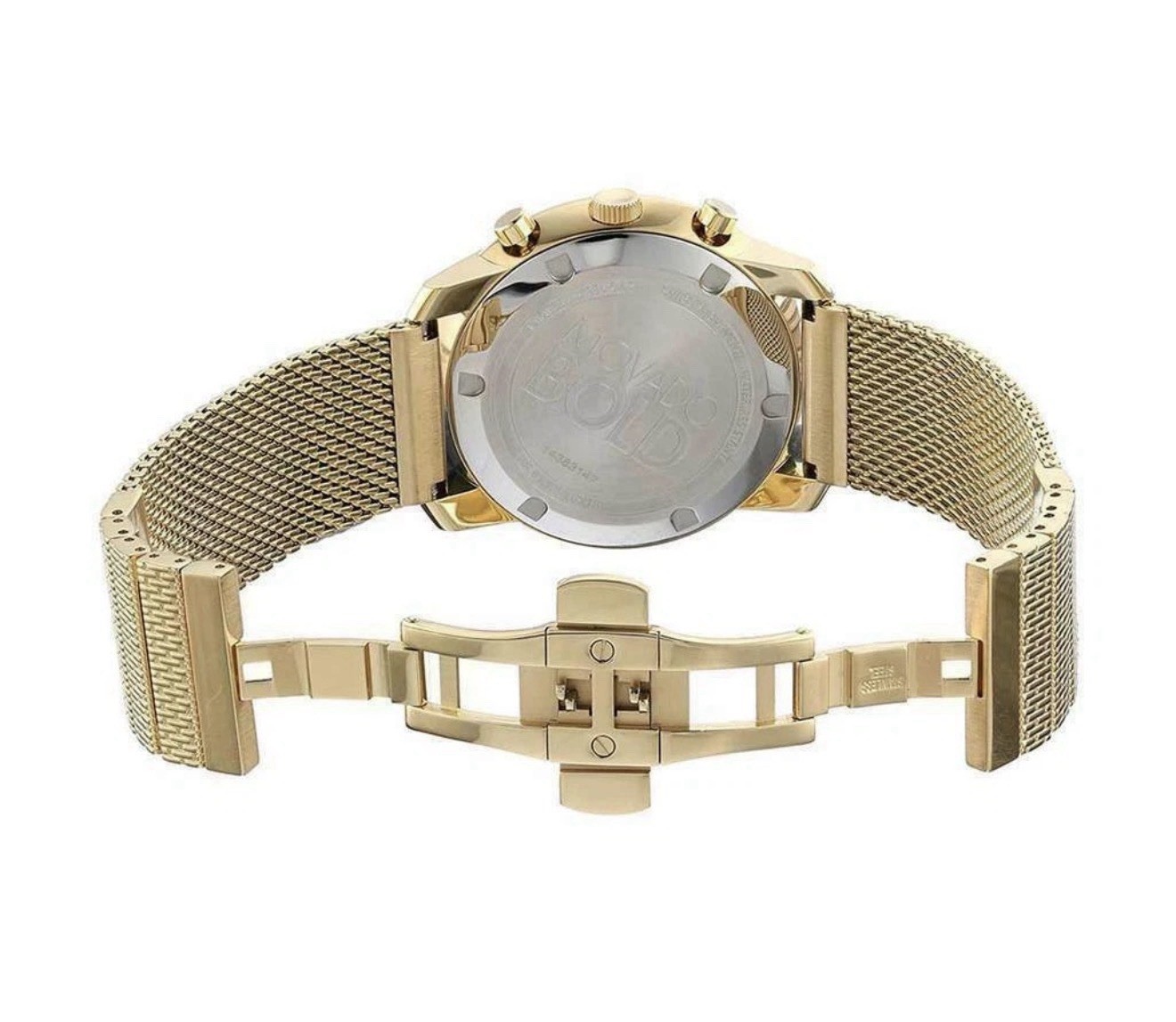Brand New Movado Bold Men’s PVD Yellow Gold 44mm Mesh Band Watch 3600372