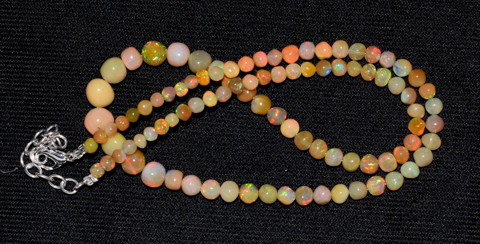 16″Natural Ethiopian Opal Wello Fire Opal Gemstone Beads Necklace Jewelry F3890