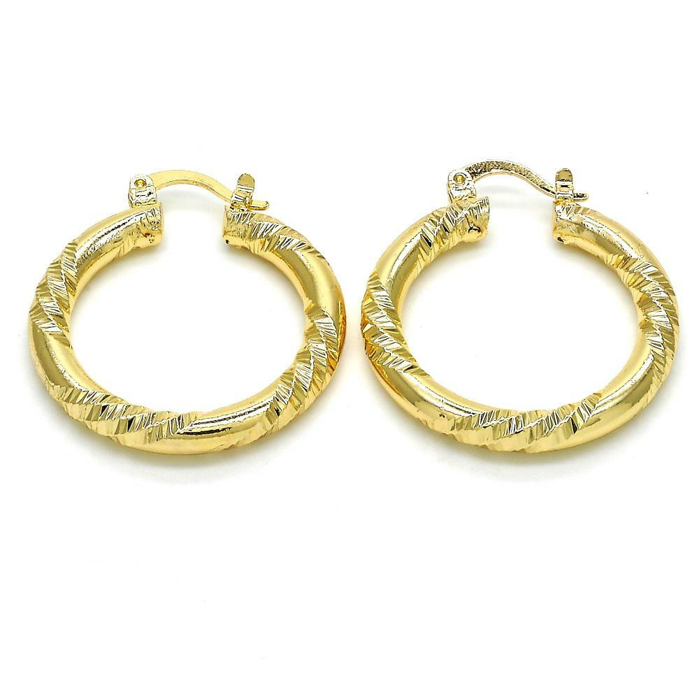 Women’s 4mm Diamond Cut Rope Twist 14k Gold Filled Round Hoop Earrings 30-80mm