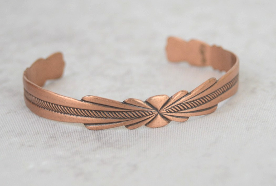 Southwestern Signed Copper Cuff Bracelet Vintage WM Wheeler Manufacturing