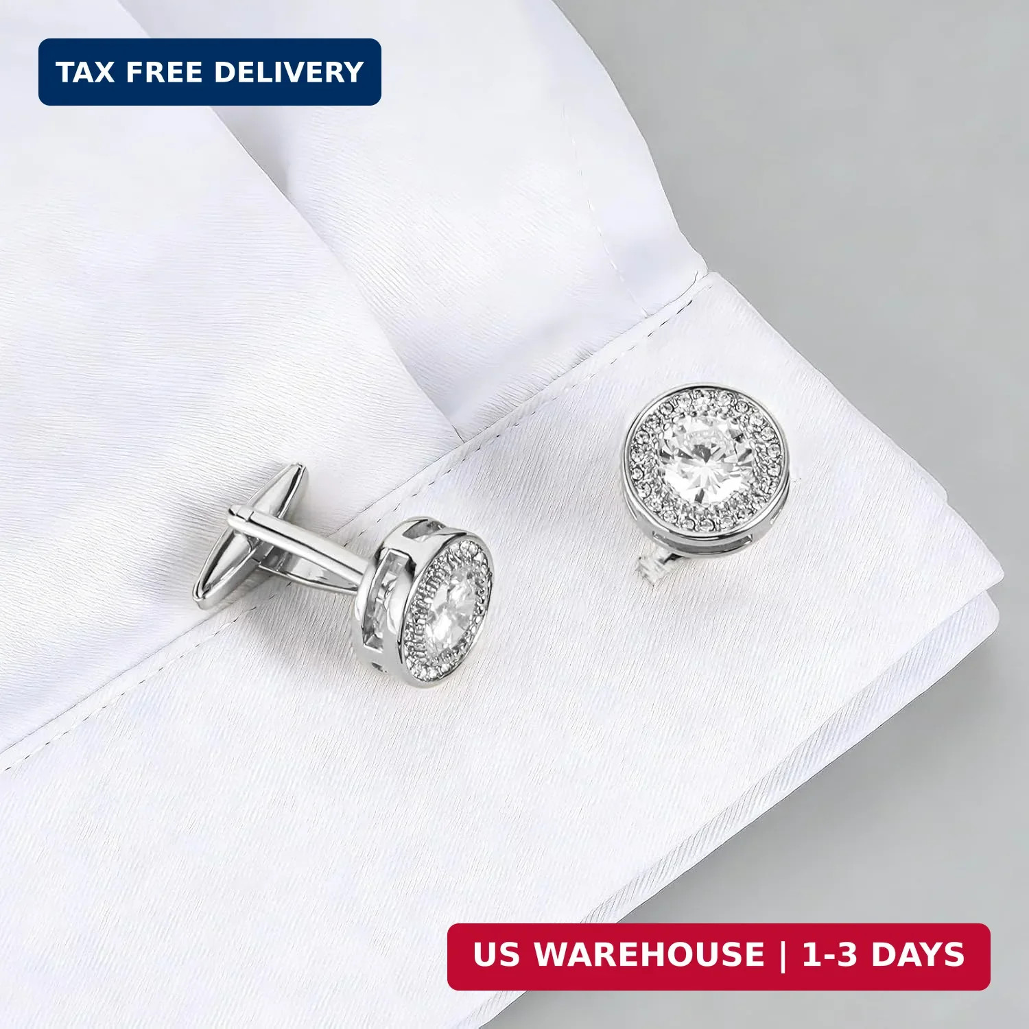 Cufflinks for Men Cuff Links Diamond Crystal Cuff Mens Personalized Classic Roun