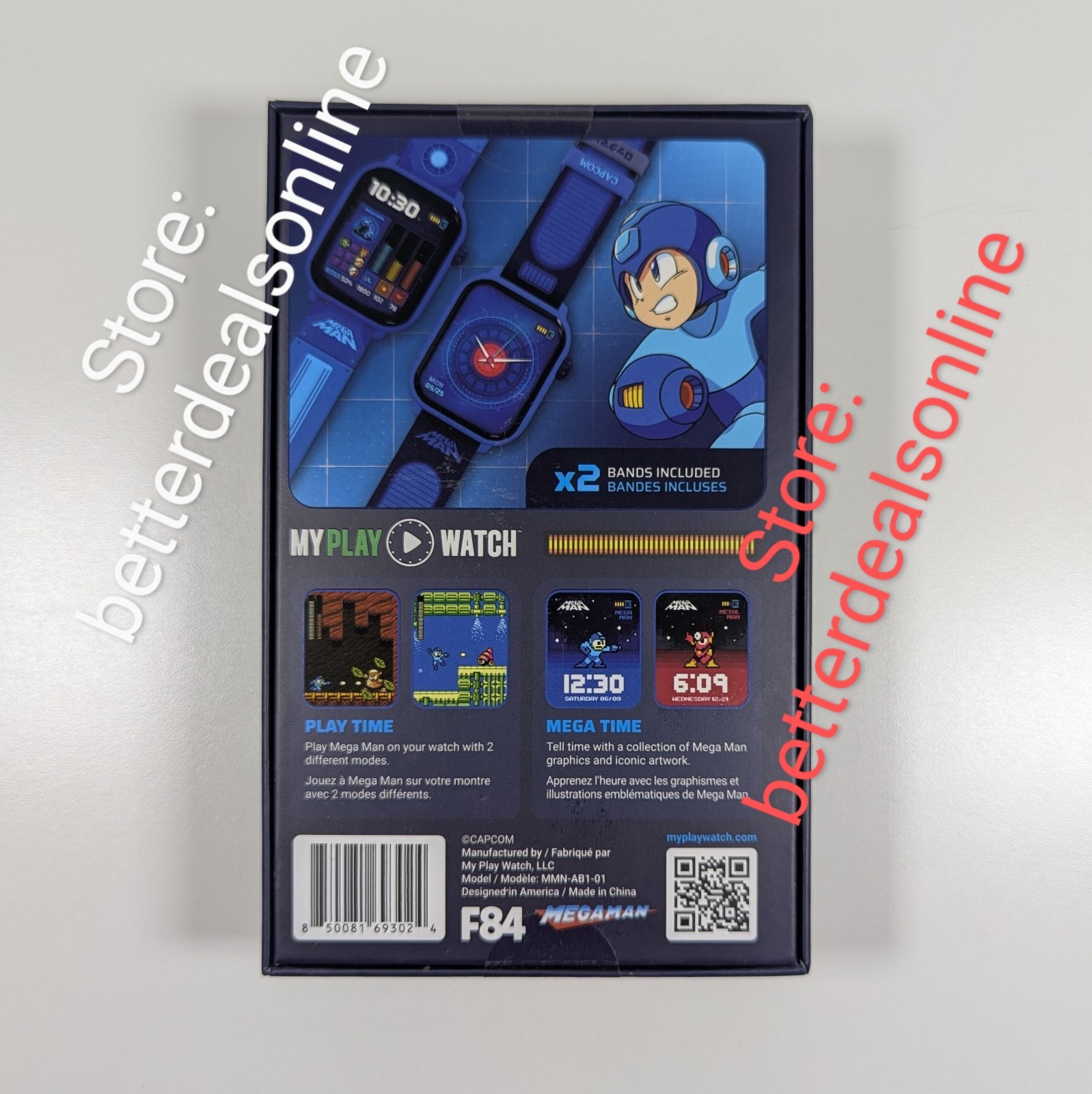 Mega Man Digital Gaming Watch Classic & Arcade Modes Extra Band Included