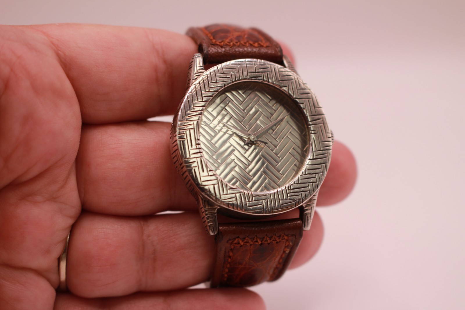 John Hardy Sterling Silver 925 Woven Bedeg Model 4874 Round Quartz Watch