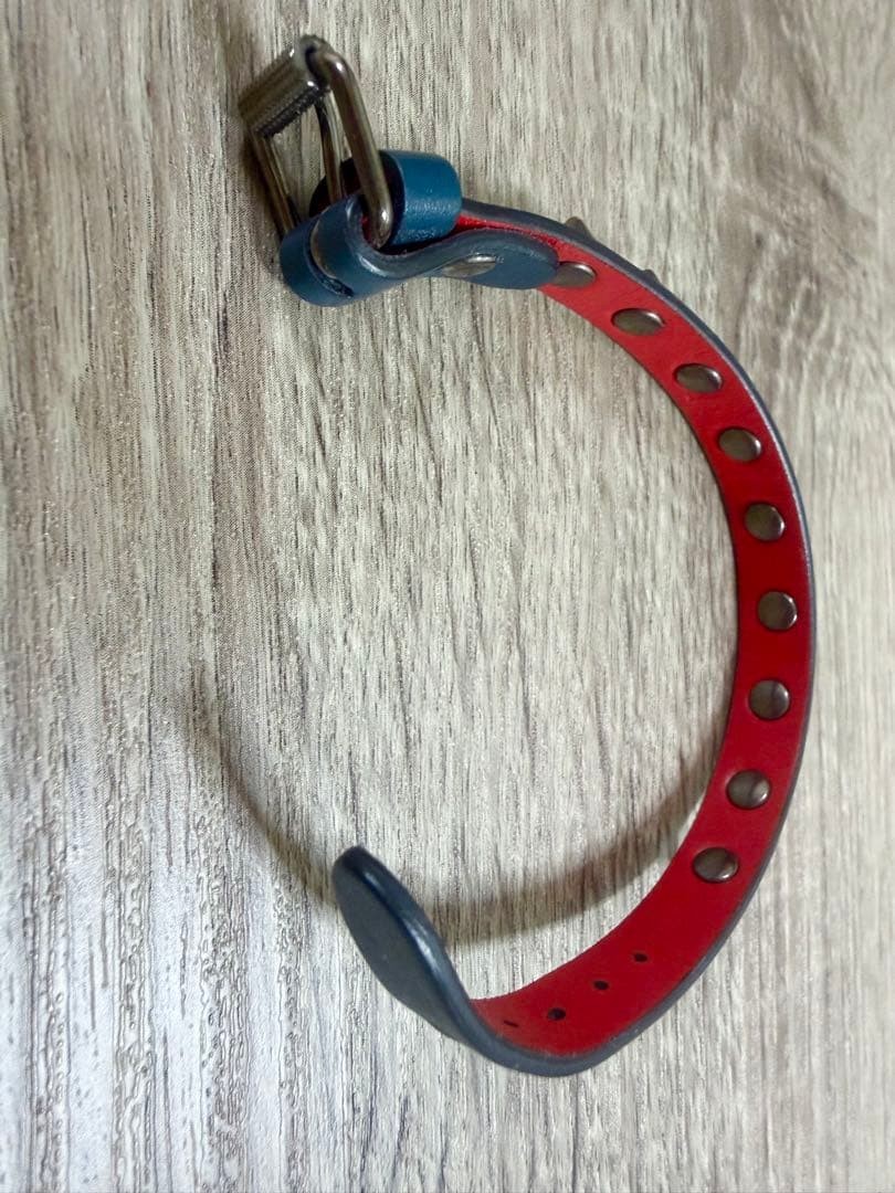 Christian Louboutin Spike Studded Leather Bracelet Navy Blue Red Punk Cuff Bag