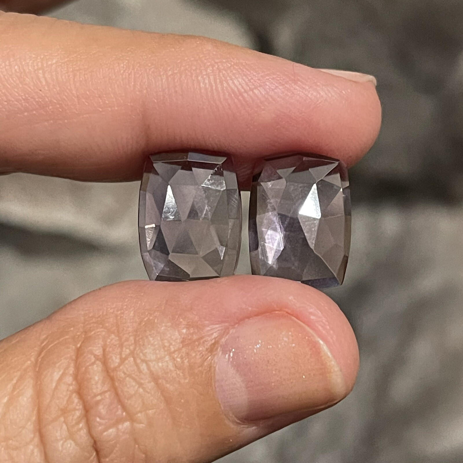 11.6ct 14.4c10.5×4.4mm Pair Pink Faceted Amethyst Rose Cut Cabochons Gems