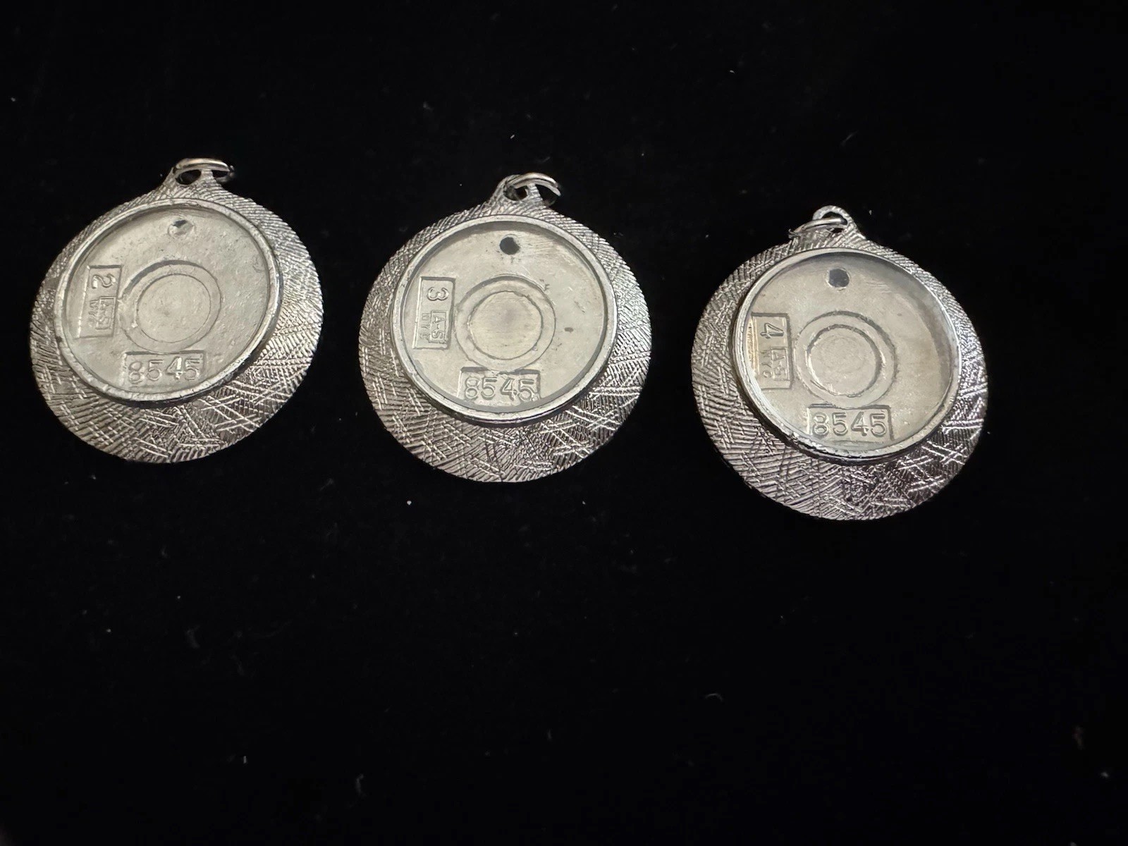 Vintage Round Lot of 3 Picture Pendants Stamped 8545