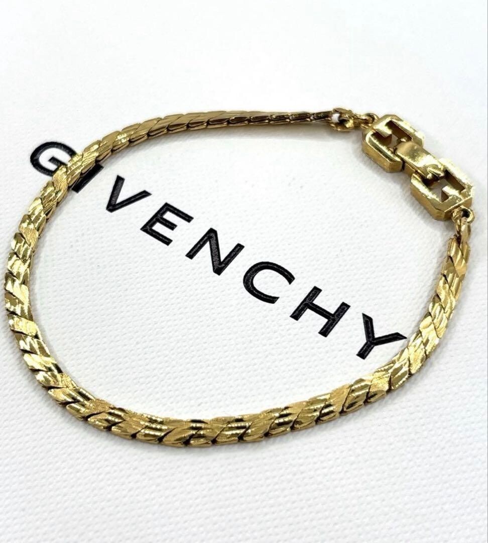 GIVENCHY Gold Chain Bracelet Vintage Men Fashion Jewelry 180cm Excellent