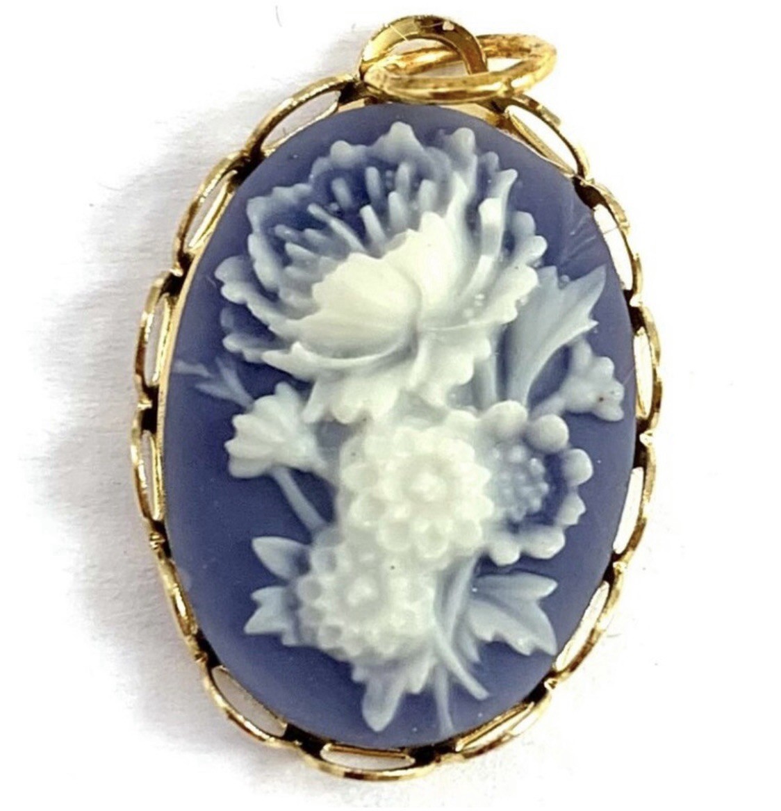 Necklace Pendant Charm Vintage Flower Cameo Cabochon Dainty Floral Jewelry