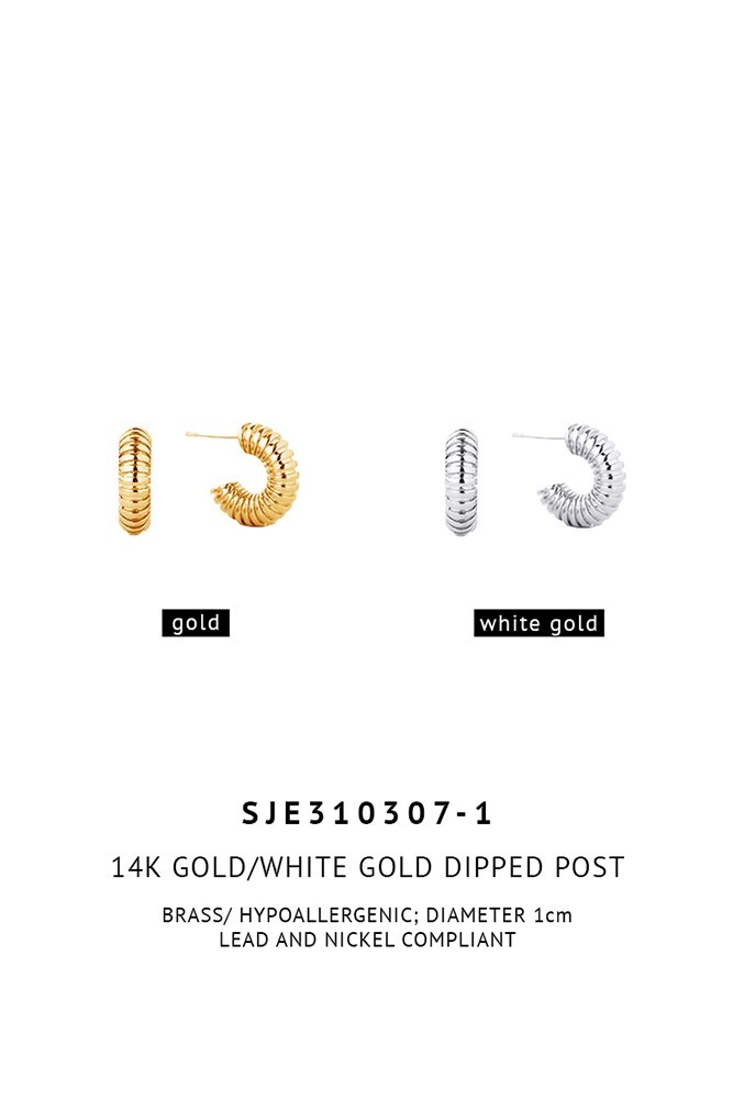 Do Everything in Love 14K Gold/White Gold Dipped Post Earrings KOREA 1cm