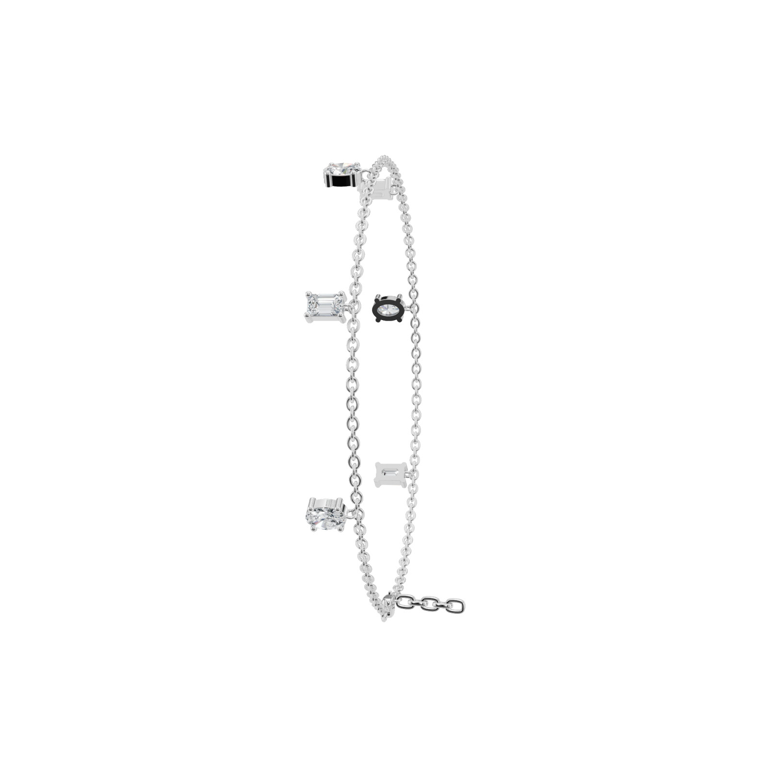 Minimalist Celestial Drops Emerald Oval Lab Grown Diamond Charm Bracelet