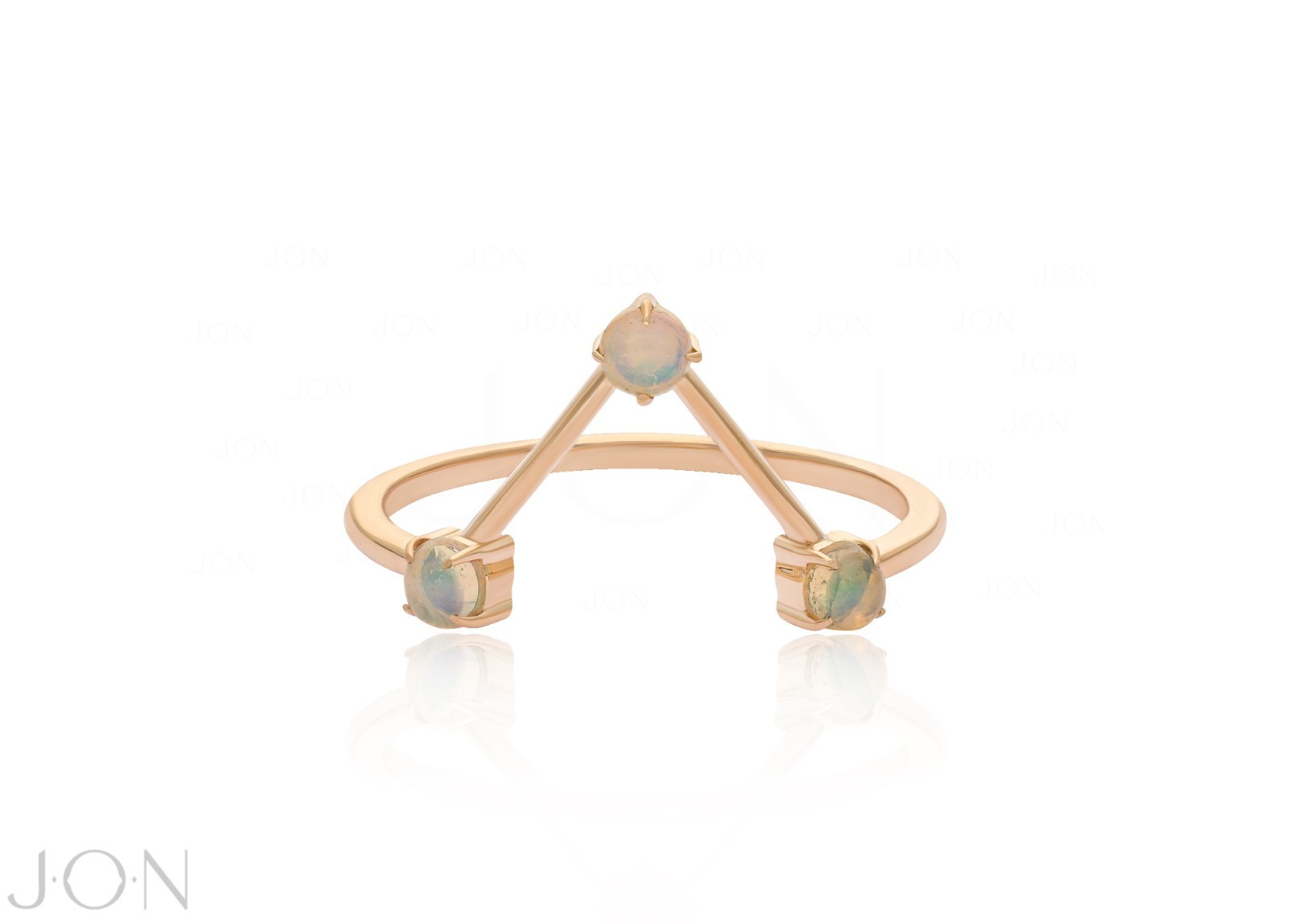 14K Yellow Gold Multi-Stone Engagement Ring-Opal/moonstone/pearl/turquoise