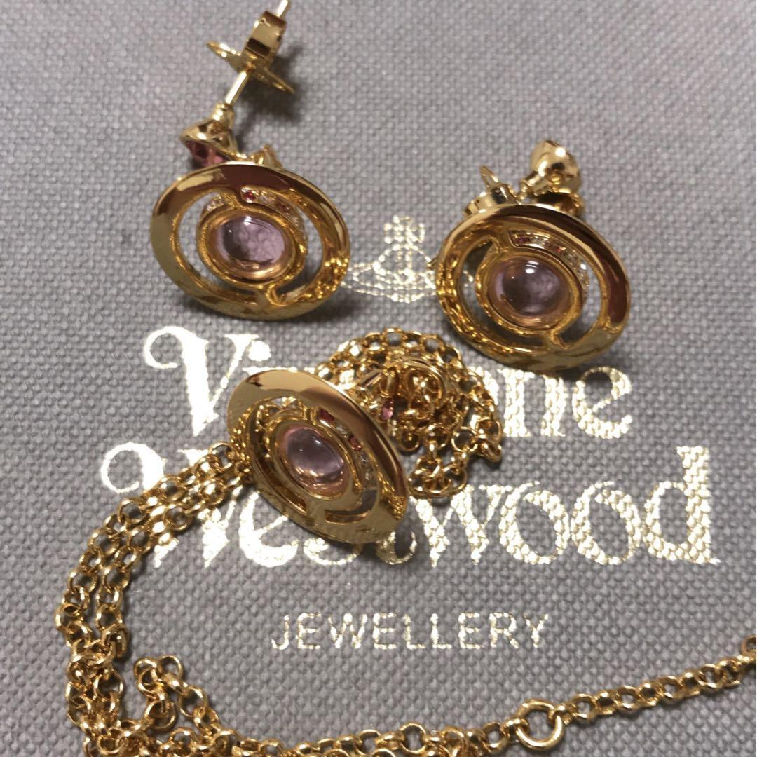Vivienne Petite Ove Pink Gold Necklace Earrings Set IN BOX accessories