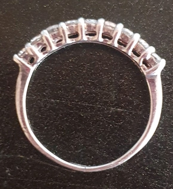 925 Silver Seven Stone Claw Set Half Eternity Ring Band Size I Sparkly